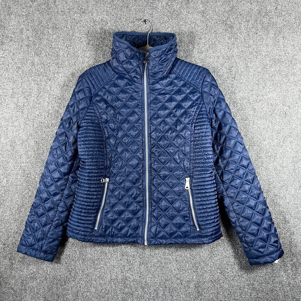 Marc New York Andrew Marc Jacket Quilted Full Zip Puffer Blue Womens Medium
